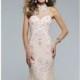 Soft Peach Jewel Neck Godet Tulle Gown by Faviana - Color Your Classy Wardrobe