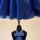 V-neck Royal Blue Satin A-line Prom Dresses, Special Back Design Prom Dress, Prom Dresses, PD0359