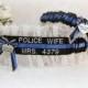 Police Badge Number Wedding Garters  - Personalized Police Wedding Garters  - Police Blue Line Bridal Garter Set - Something Blue Garters.