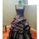 Beautiful Plum Purple and Black Wedding Dress Gothic Bridal Gown with Embroidery - Hand-made Beautiful Dresses