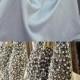 A-Line V-Neck Sweep Train Grey Satin Prom Dress With Beading Pockets