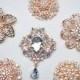 6 Rose Gold Ex Large Brooch Lot 2.2" or Larger Pearl Crystal Button Pin Wedding Bouquet Brooch Bouquet Embellishment Decoration Cake DIY