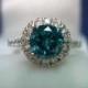 1.61 Carat Blue Diamond Engagement Ring, Blue Diamond Wedding Ring, 14K White Gold Certified Handmade Ring