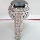 Huge 6.29 Carat Fancy Black & White Diamond Engagement Ring 14k White Gold handmade Certified