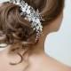 ADONI White Ivory Flower Hairpiece For Wedding With Crystals