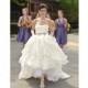 Strapless Sweep Train Ball Gown Elegant Ivory Sleeveless Satin Zipper Up with Sash Outdoor Spring Bridal Gown - overpinks.com