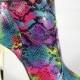 Aramarys Pink Rainbow Snake Ankle Boots - 4.75" Heels