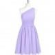 Lilac Azazie Katrina - Chiffon Knee Length One Shoulder Bow/Tie Back Dress - Charming Bridesmaids Store