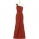 Rust Azazie Carissa - Chiffon Floor Length One Shoulder Strap Detail Dress - Simple Bridesmaid Dresses & Easy Wedding Dresses