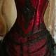 STANDARD SIZE Cassandra - burgundy and black Bridal gown with steel boned corset