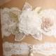 wedding garter set, bridal garter set, lace garter set, Ivory garter set, crystal garter, toss garter, rhinestone garter,handmade garter