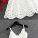 A-Line V-Neck Sleeveless Backless Short White Lace Homecoming Dress