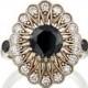 Vintage Engagement Ring, Black Diamond Engagement Ring, 14k White Gold Ring Without Rodium, Antique Ring, Art Deco Ring