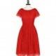 Red Azazie Phoebe - Back Zip Scoop Knee Length Chiffon And Lace Dress - Simple Bridesmaid Dresses & Easy Wedding Dresses