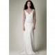Charlie Brear SP14 Dress 3 - Spring 2014 V-Neck Full Length White Sheath Charlie Brear - Rolierosie One Wedding Store
