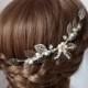 Leaf Hair Piece, Leaf hair Comb, Bridal Hair Comb Silver Leaf Head Piece Wedding Hairpiece, Wedding Headpiece Pearl Bridal Hair Piece Leaves