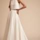 BHLDN Spring/Summer 2018 Clarice Top & Marissa Skirt Ivory Chapel Train Outfit Sleeveless Aline Scoop Neck Bow Satin Bridal Gown - Bonny Evening Dresses Online 