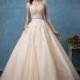 Amelia Sposa 2017 Cornelia Outfit Detachable Beading Lace Winter Champagne 3/4 Sleeves Illusion Ball Gown Wedding Gown - Rich Your Wedding Day