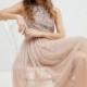 Maya Sleeveless Sequin Bodice Tulle Detail Midi Bridesmaid Dress With Cutout Back