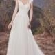 Maggie Sottero Fall/Winter 2017 Hensley Chapel Train Sweet Ivory V-Neck Cap Sleeves Aline Appliques Tulle Bridal Gown - Brand Wedding Dresses