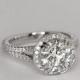 A Flawless 4.8CT Round Cut Russian Lab Diamond Halo Split Shank Ring
