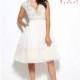 Black/Nude Mac Duggal 11011R - Cap Sleeves Short Tea Length Lace Dress - Customize Your Prom Dress