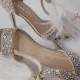 Wedding Shoes Hand Embellished with Swarovski/ Bridal Shoes with White Feathers/ Crystal Heels