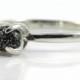 Black Rough Diamond Ring - Silver Ring - Raw Diamond Engagement Ring - Wedding - April Birthstone