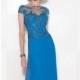Blue Soft Tulle Chiffon Gown by Cameron Blake - Color Your Classy Wardrobe