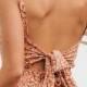 Katergo Coral Pink Floral Print Backless Midi Dress