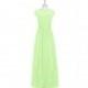 Sage Azazie Beatrice - Floor Length Chiffon, Lace And Charmeuse Illusion Scoop Dress - Charming Bridesmaids Store