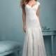 Elegant Tulle & Organza Square Neckline Natural Waistline Sheath Wedding Dress With Lace Appliques - overpinks.com