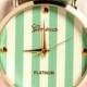 The Clock Stripes Twelve Mint Green Watch