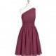 Mulberry Azazie Katrina - Knee Length Bow/Tie Back One Shoulder Chiffon Dress - Charming Bridesmaids Store