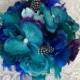 Peacock Wedding Bouquet, Feather Wedding Bouquet, Wedding Accessory, Peacock Bridal Flowers, Teal & Purple Wedding Flowers, Peacock Bouquet