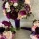 Wedding bouquet,plum purple bridal bouquet,silk wedding flowers,purple bridal flowers,wedding accessory,blush bridal bouquet,vintage wedding
