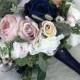 Wedding bouquet,Bridal bouquet,Blush bouquet, Navy & blush bouquet,Blush silk flowers,Silk bouquet,Wedding accessory,Garden bouquet