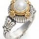 Konstantino Etched Sterling & Cultured Pearl Ring 