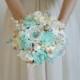 Seashells Wedding Bouquet. Turquoise and ivory wedding bouquet. Beach wedding bouquet. Beach wedding accessories