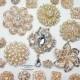 30 Gold Rhinestone Brooch Lot Assorted Wedding Bouquet Brooch Pearl Crystal Wholesale Mixed Button Pin Bridal Cake Sash Embellishment DIY