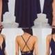 Customized Sleeveless Dresses Long Navy Prom Evening Dresses With Criss Cross Lace Up High-Low Comely Evening Dresses WF02G56-598
