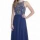 Navy Beaded Chiffon Gown by Envious Couture Prom - Color Your Classy Wardrobe