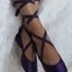 Purple Bridal Ballet Slippers,  Plum Ballerina Wedding Slippers,  Violet Ballet Wedding Shoes