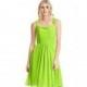 Lime_green Azazie Siena - Illusion Knee Length Chiffon And Lace Dress - Simple Bridesmaid Dresses & Easy Wedding Dresses