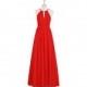 Red Azazie Cherish - Chiffon Halter Keyhole Floor Length Dress - Charming Bridesmaids Store