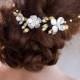 HERMIA Gold Silver Pearl Flower Bridal Headband Wedding Flower Crown