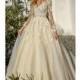 Eva Lendel 2017 Allen Illusion Sweet Chapel Train Champagne Ball Gown Long Sleeves Tulle Appliques Wedding Gown - Brand Wedding Store Online