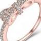 JUST N1 18K Rose Gold Plated Cute Bow Knot Design Engagement Rings For Girls