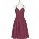Mulberry Azazie Sonia - Chiffon Back Zip Knee Length V Neck Dress - Simple Bridesmaid Dresses & Easy Wedding Dresses