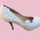 Venice Lace, Pearl Bridal high heels / Bridesmaid / Wedding Shoes / Bridal Shoes / Dress Shoes / White wedding shoes